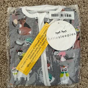Little Sleepies Gray Cozy Cats Bamboo One-Piece